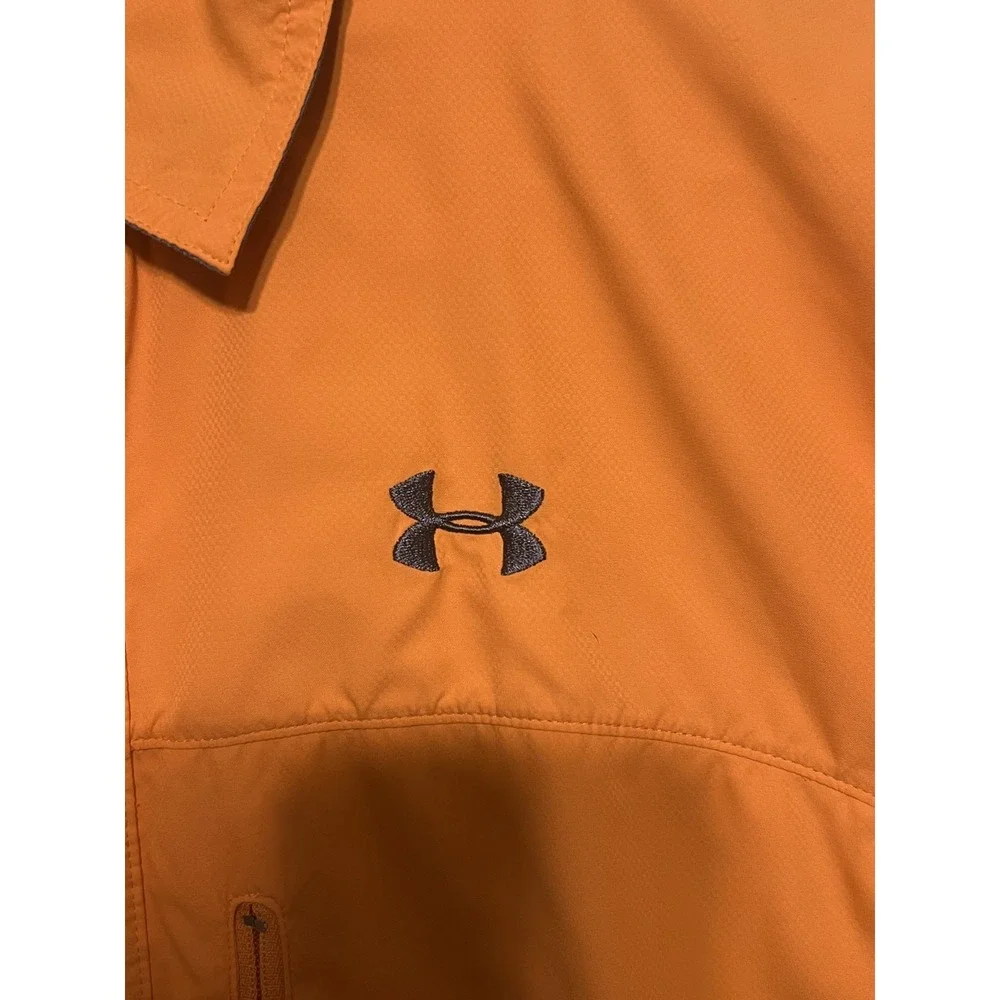 Under Armour Mens Fishing‎ Shirt Orange Long Sleeve Roll Tab Button Up Large